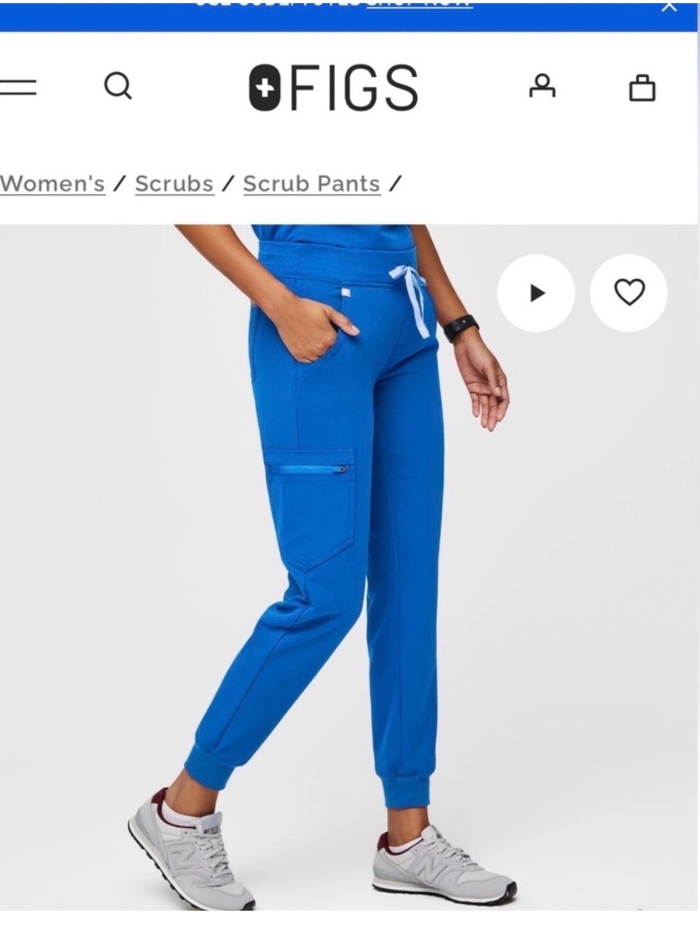 Figs Women's Bright Royal Blue Jogger Scrub Pants